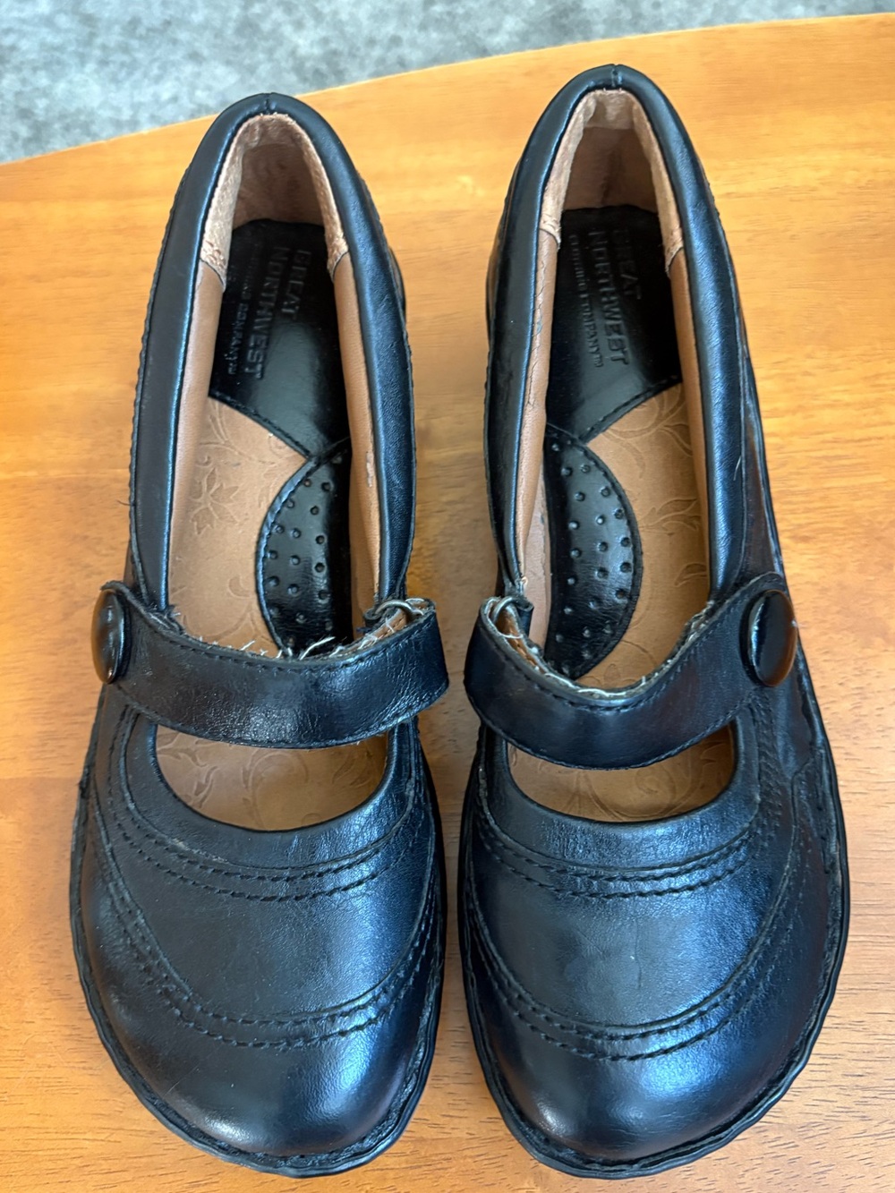 Black Leather Mary Jane Shoes - Comfortable Slip-On Style